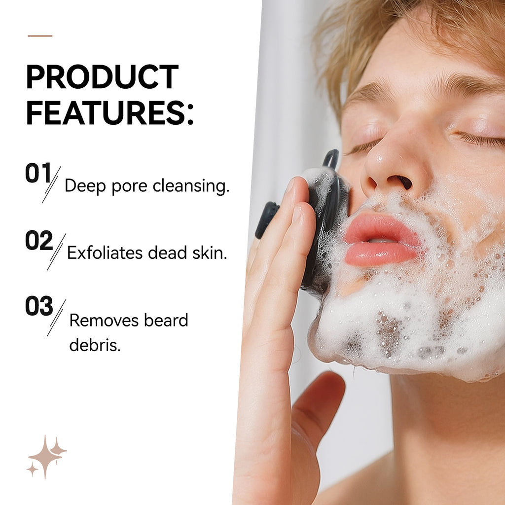 Ithyes Silicone Face Scrubber, Facial Cleansing Brush,Men's face Brush,Gentle Exfoliation and Blackhead Removal for Men and Women, Suitable for Sensitive Skin,Face Exfoliator Tool,1Pack (Black)