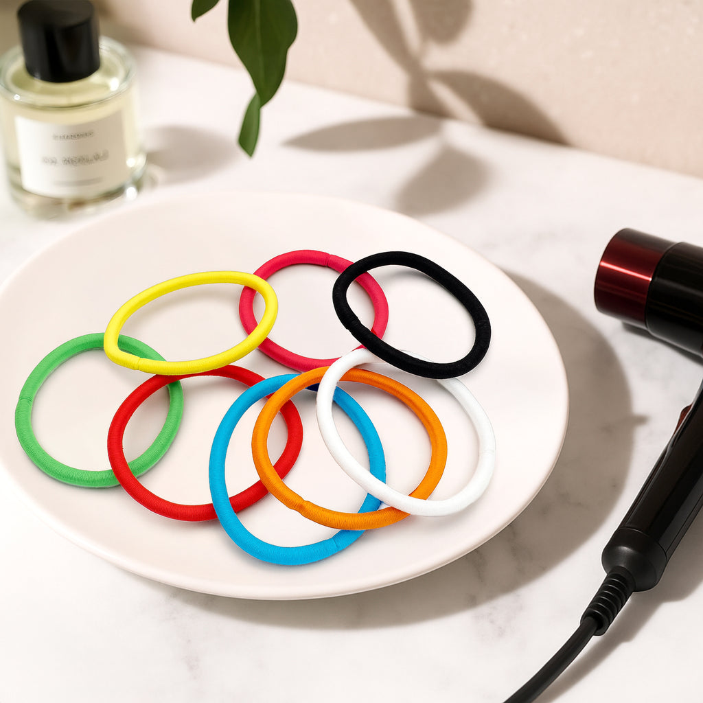 Ithyes 32Pcs Hair Bands for Women Thick Hair,4mm Elastic Hair Ties for Girl,Hair Band Ponytail Holders,Hair Bobbles for Girls,Rubber Bands for Hair,Hair Accessories,Scrunchies for Women (Multicolor)
