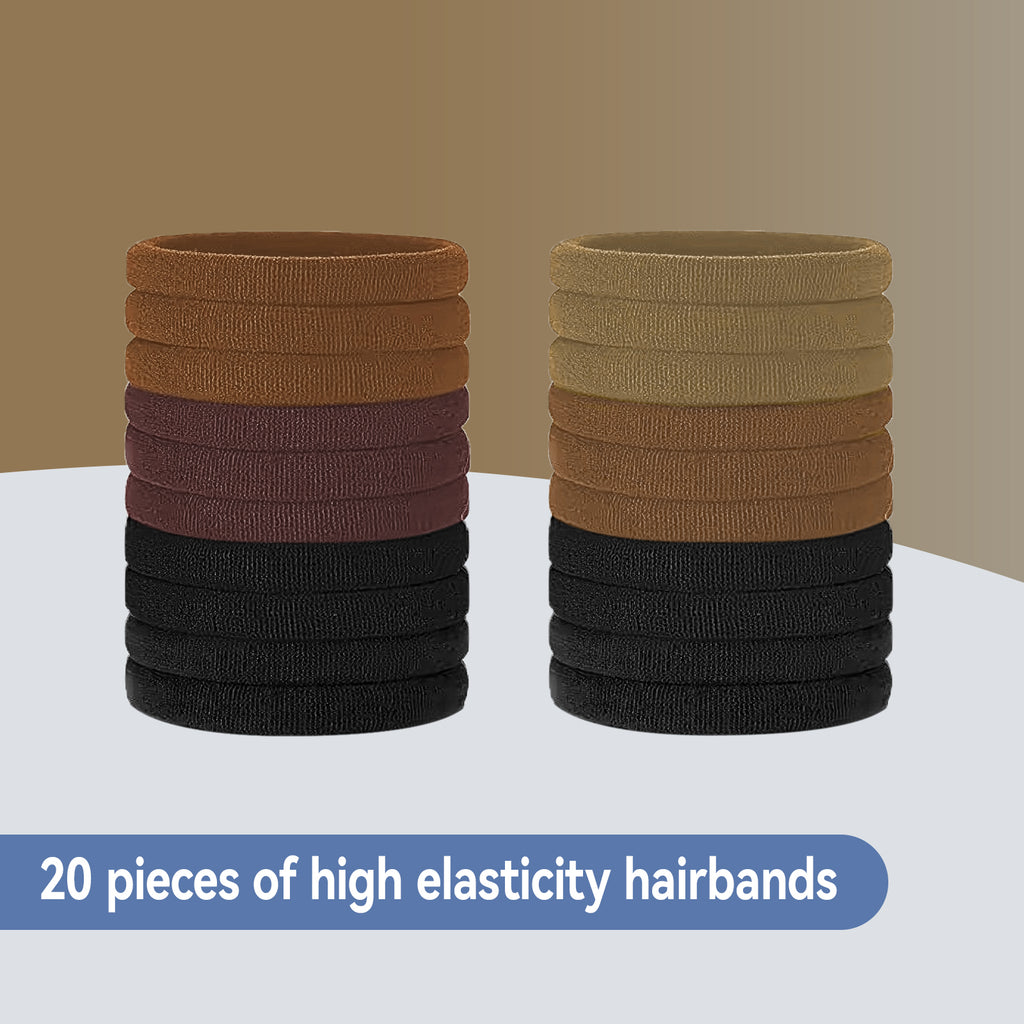 Ithyes Hair Bands for Women Thick Hair,20 Pcs Elastic Hair Ties No Damage for Women,Black Hair Bobbles for Women Men Girl,Black Hair Band Ponytail Holders,Hair Accessories,Scrunchies for Women