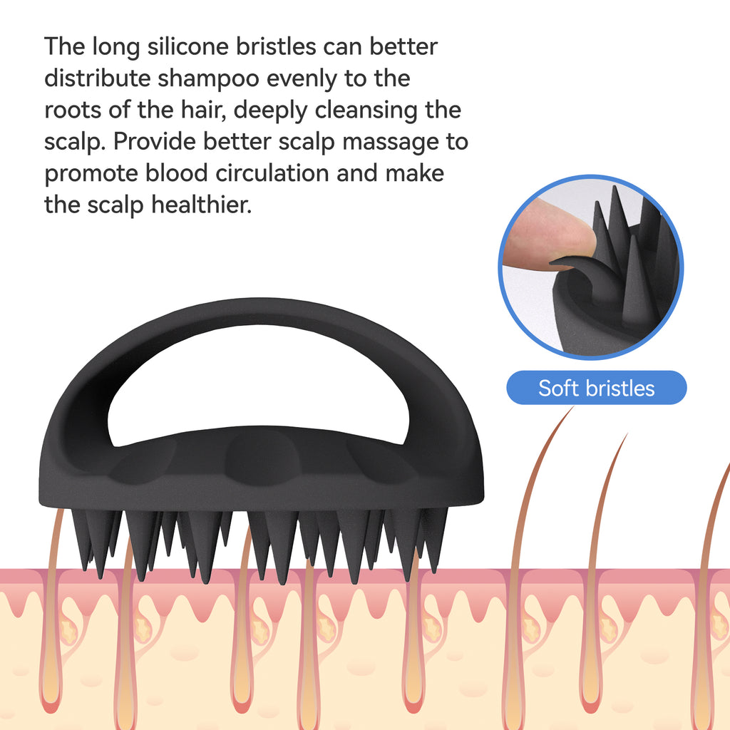 Ithyes 38 Finger Enlarged Scalp Massager Hair Growth, Head Massager, Silicone Scalp Brush Shampoo Brush for Hair Care, Scalp Scrubber, Hair Brush Wet Dry Comb, Scalp Exfoliator for Men Women, 1 Pack, Black
