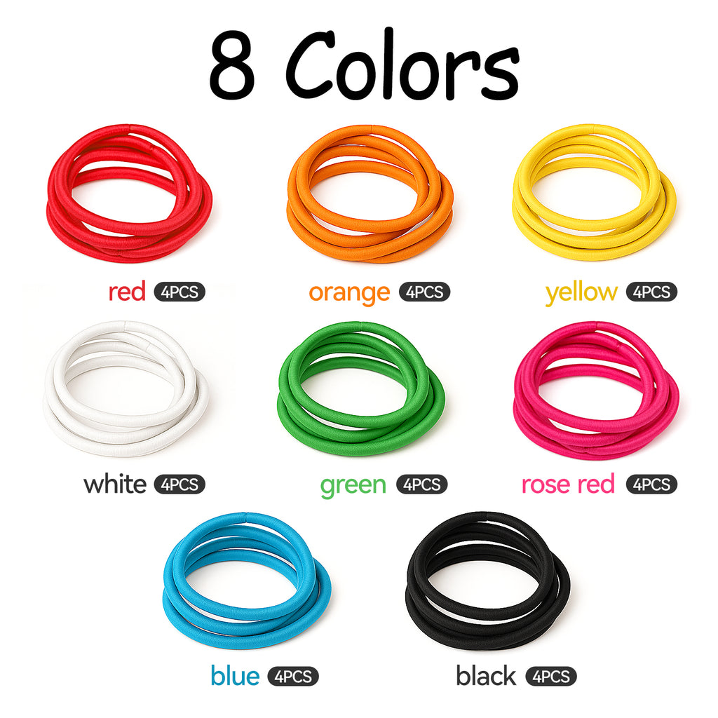 Ithyes 32Pcs Hair Bands for Women Thick Hair,4mm Elastic Hair Ties for Girl,Hair Band Ponytail Holders,Hair Bobbles for Girls,Rubber Bands for Hair,Hair Accessories,Scrunchies for Women (Multicolor)