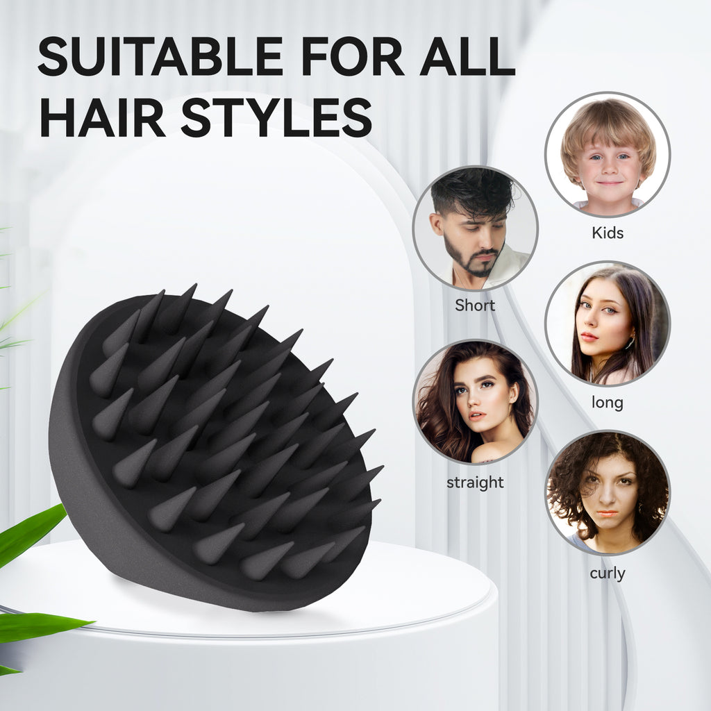 Ithyes 38 Finger Enlarged Scalp Massager Hair Growth, Head Massager, Silicone Scalp Brush Shampoo Brush for Hair Care, Scalp Scrubber, Hair Brush Wet Dry Comb, Scalp Exfoliator for Men Women, 1 Pack, Black