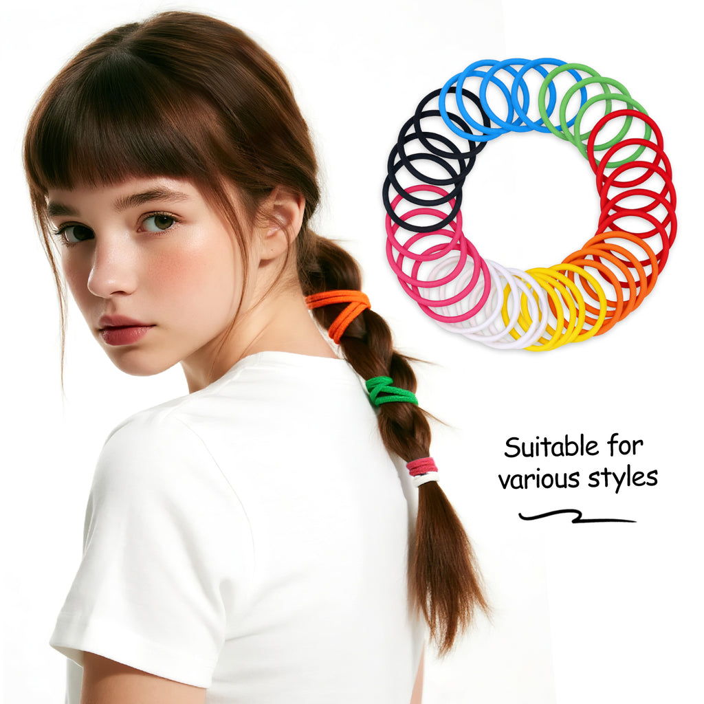 Ithyes 32Pcs Hair Bands for Women Thick Hair,4mm Elastic Hair Ties for Girl,Hair Band Ponytail Holders,Hair Bobbles for Girls,Rubber Bands for Hair,Hair Accessories,Scrunchies for Women (Multicolor)