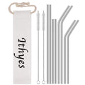Ithyes 8 Pack Reusable Metal Straws Long Stainless Steel Straws Drinking Straw for 20/30 oz Tumblers with Travel Case & 2 Cleaning Brushes,10.5"/8.5"(Silver)